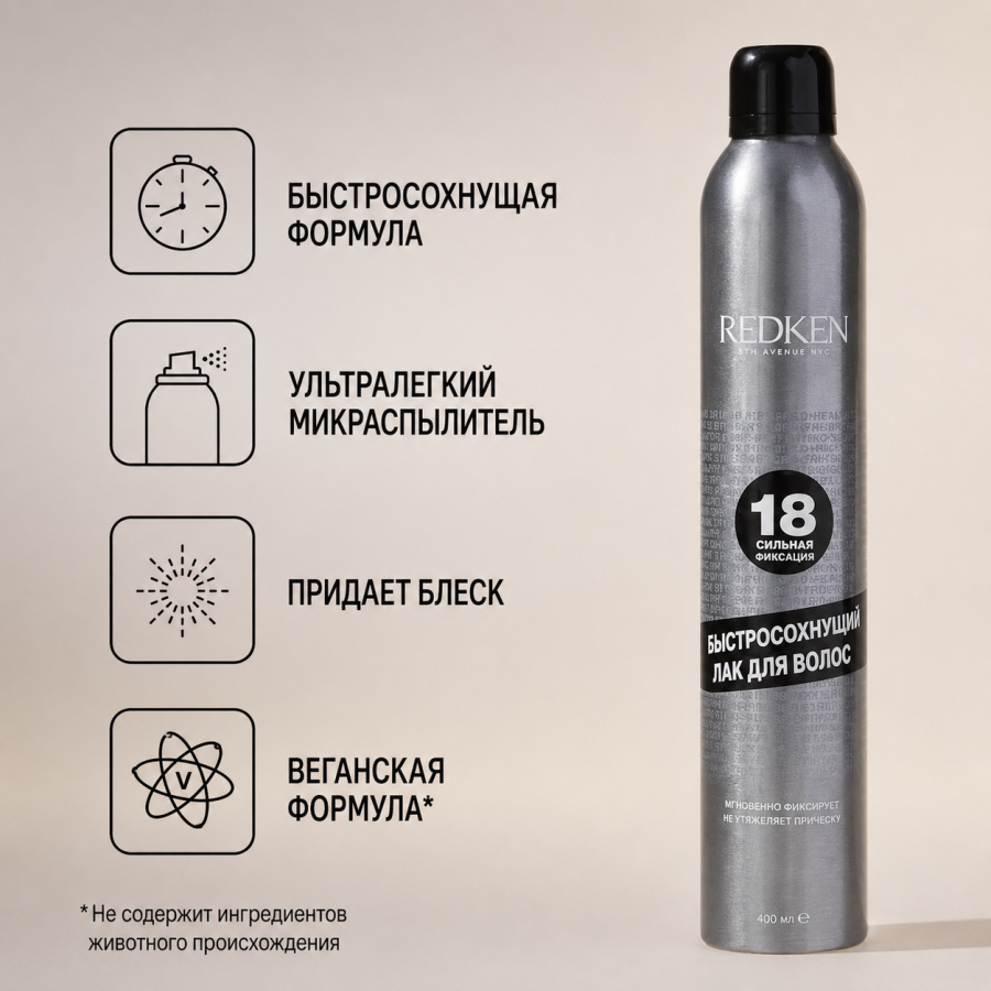 Спрей средней степени фиксации для сохранения формы в течение дня - Redken Styling Quick Dry 18 